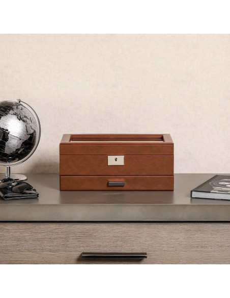 Caja de Relojes Rothwell RW10ATBR en Cuero Sintético 10 Compartimentos