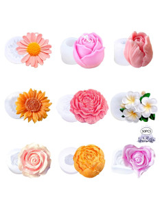 9 Moldes de Silicona para Velas Flores Aifong - 50 Mechas