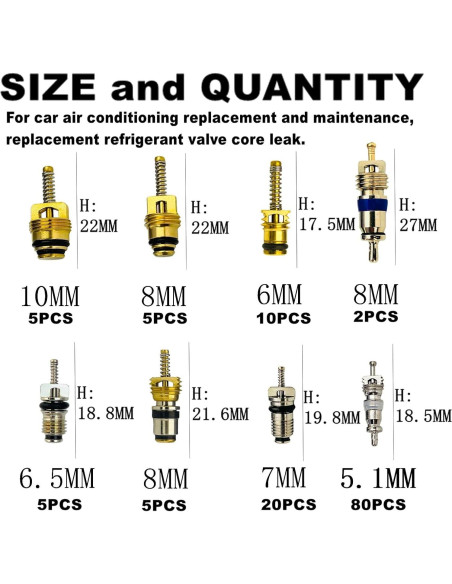 Kit de Válvula de Aire Acondicionado VOTNMIC 134PCS R12 R134a