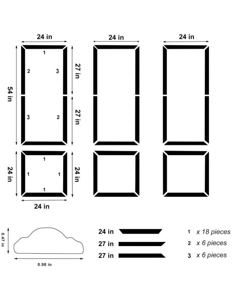 Kit de Molduras de Pared Autoadhesivas TRAIN2 ART 6 Juegos 61x137 cm