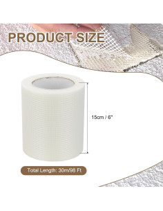 Cinta de Reparación de Yeso PATIKIL 15 cm x 30 m Fibra de Vidrio 2