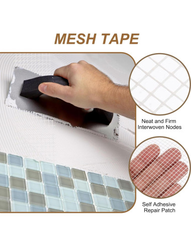 Cinta de Reparación de Yeso PATIKIL 15 cm x 30 m Fibra de Vidrio