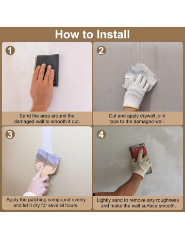 Cinta de Reparación de Yeso PATIKIL 15 cm x 30 m Fibra de Vidrio