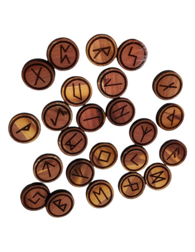 Juego de 24 Runas Elder Futhark de Cedro Rojo - Adivinación