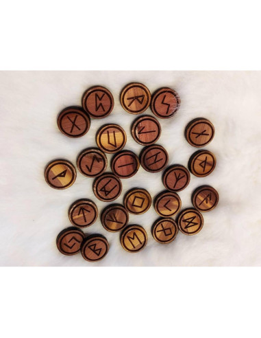 Juego de 24 Runas Elder Futhark de Cedro Rojo - Adivinación