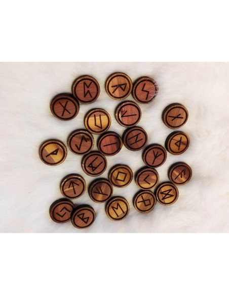Juego de 24 Runas Elder Futhark de Cedro Rojo - Adivinación