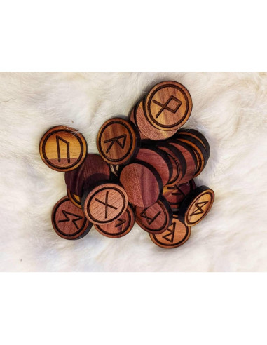Juego de 24 Runas Elder Futhark de Cedro Rojo - Adivinación