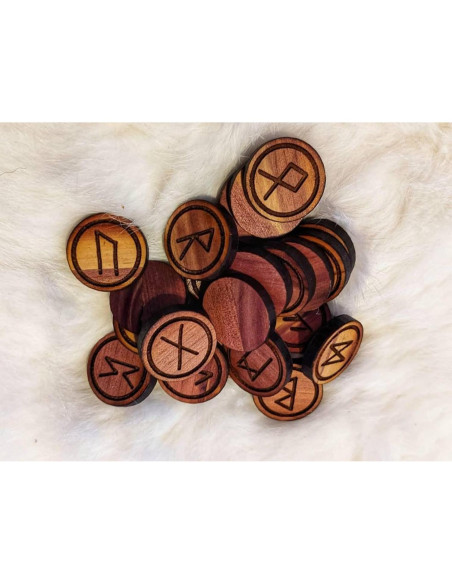 Juego de 24 Runas Elder Futhark de Cedro Rojo - Adivinación