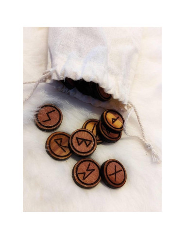 Juego de 24 Runas Elder Futhark de Cedro Rojo - Adivinación