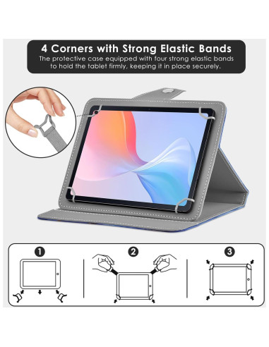 Funda Universal para Tableta 8-8.9" DETUOSI Cuero PU Azul