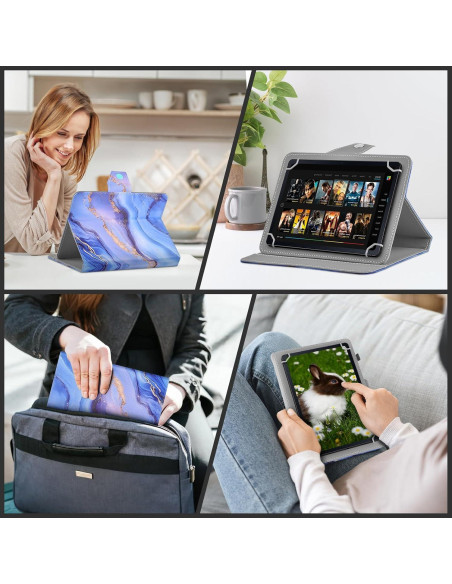 Funda Universal para Tableta 8-8.9" DETUOSI Cuero PU Azul