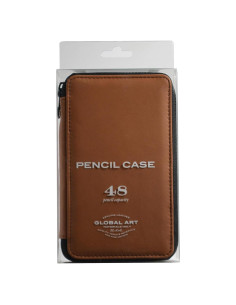 Funda de Cuero Genuino Speedball para 48 Lápices Marrón