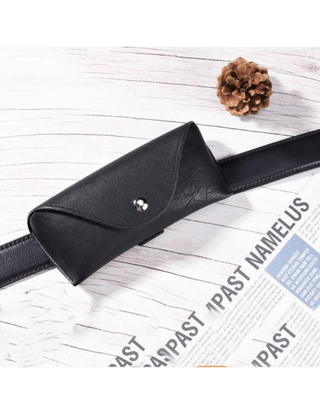 Caja de Gafas de PU de Cuero Negra para Cintura Andy's Orchids