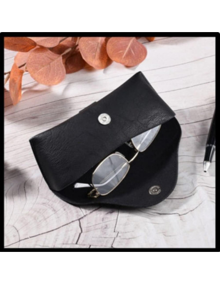 Caja de Gafas de PU de Cuero Negra para Cintura Andy's Orchids