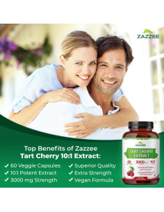 Extracto de Cereza Ácida 10:1 Zazzee 3000 mg 60 Cápsulas Veganas 2