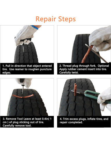 Cuerdas de Reparación de Neumáticos ZERINT 30pcs 6x100mm Marrón