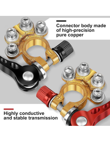 Conectores de terminal de batería Zrigiwr 2 piezas cobre puro