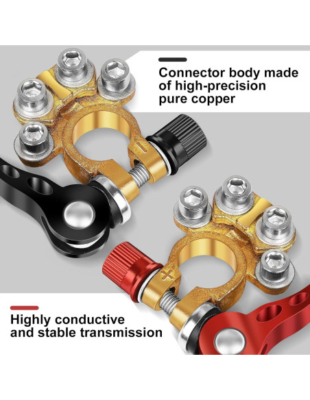 Conectores de terminal de batería Zrigiwr 2 piezas cobre puro