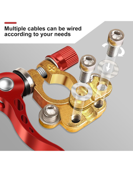 Conectores de terminal de batería Zrigiwr 2 piezas cobre puro