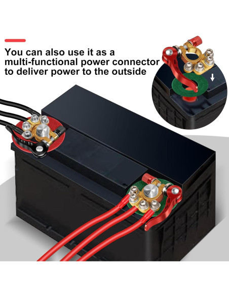 Conectores de terminal de batería Zrigiwr 2 piezas cobre puro