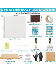 Kit de Reparación de Drywall Comkrivy 30.48cm 33-en-1 con Masilla 2