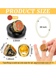 Anillo de Campeón Baloncesto Highergo Talla 11 con Cadena 2