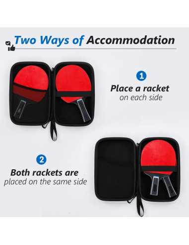 Funda Dura para Palas de Tenis de Mesa VISEMAN Vm67 - Almacenamiento 2 Palas y 4 Pelotas