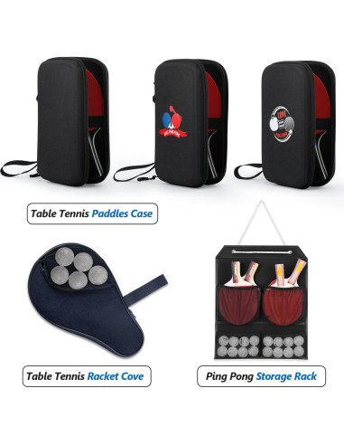 Funda Dura para Palas de Tenis de Mesa VISEMAN Vm67 - Almacenamiento 2 Palas y 4 Pelotas