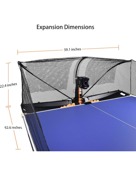 Máquina de Tenis de Mesa WAYMARK S6PRO con Red y 100 Pelotas