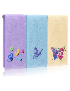 Toallas de Mano Bordadas Mariposa SmoothNovelty 3 Pcs 35x74 cm