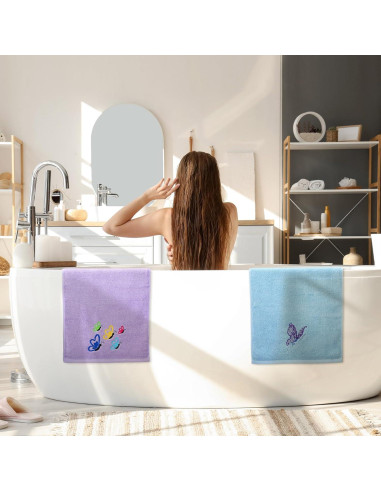 Toallas de Mano Bordadas Mariposa SmoothNovelty 3 Pcs 35x74 cm