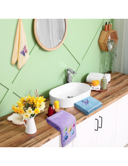 Toallas de Mano Bordadas Mariposa SmoothNovelty 3 Pcs 35x74 cm