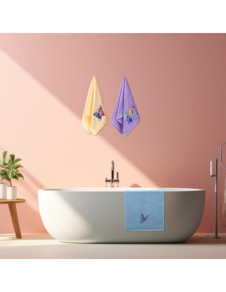 Toallas de Mano Bordadas Mariposa SmoothNovelty 3 Pcs 35x74 cm
