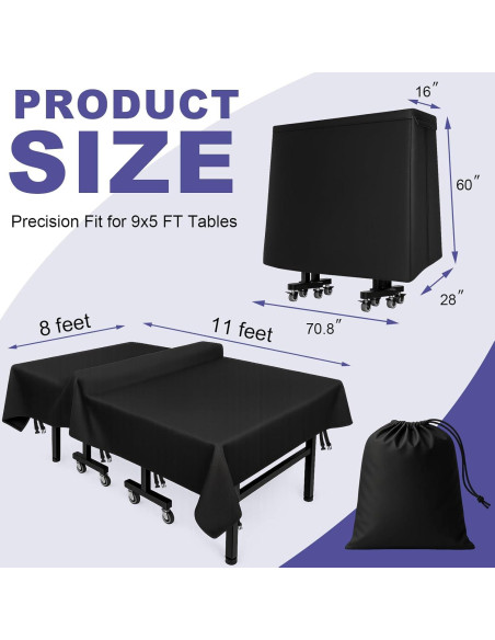 Cubierta de Mesa de Ping Pong MCCKLE 2.74x1.52m Impermeable