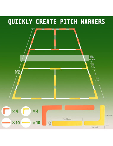 Kit de Marcadores de Cancha de Pickleball Hikeen 84pcs Antideslizante