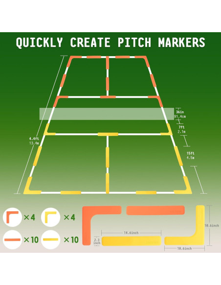 Kit de Marcadores de Cancha de Pickleball Hikeen 84pcs Antideslizante