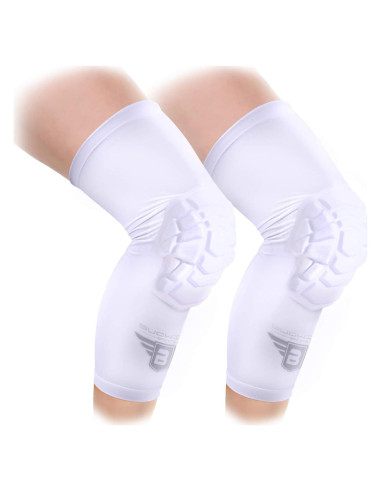 Rodilleras de Voleibol Bucwild Sports - Compresión y Antideslizante - Pequeño Blanco