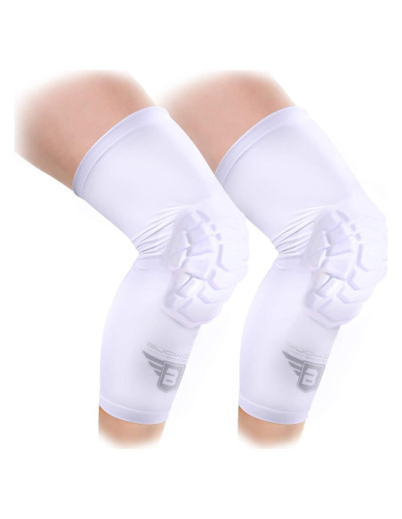 Rodilleras de Voleibol Bucwild Sports - Compresión y Antideslizante - Pequeño Blanco