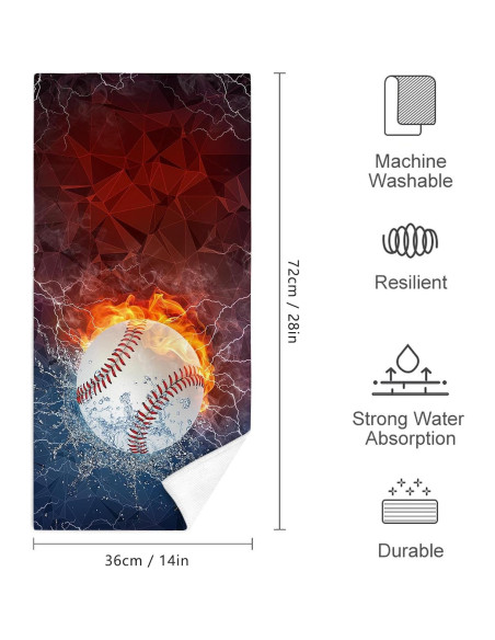 Juego de 2 Toallas de Mano Bapcoku Tema Béisbol 35x71 cm