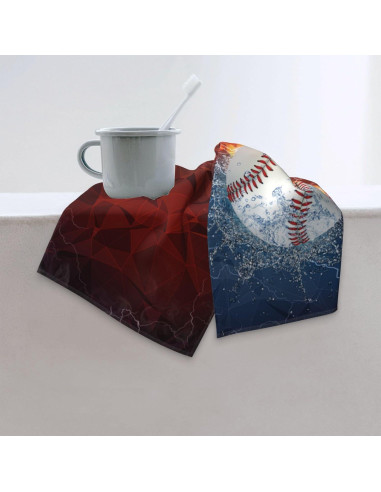 Juego de 2 Toallas de Mano Bapcoku Tema Béisbol 35x71 cm