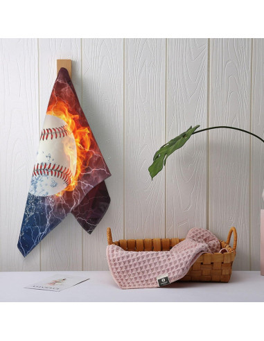 Juego de 2 Toallas de Mano Bapcoku Tema Béisbol 35x71 cm