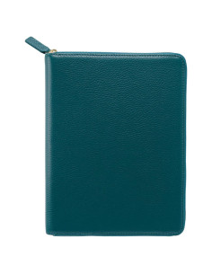 Cubierta de Cuero Moterm A5 con Cremallera Teal Texturizado