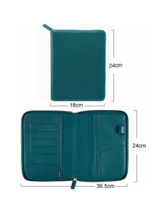 Cubierta de Cuero Moterm A5 con Cremallera Teal Texturizado 2