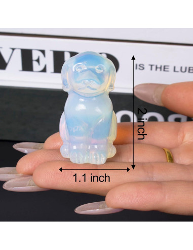 Escultura de Perro de Cristal Opalite Ytbeoxk 5.08 cm Decorativa