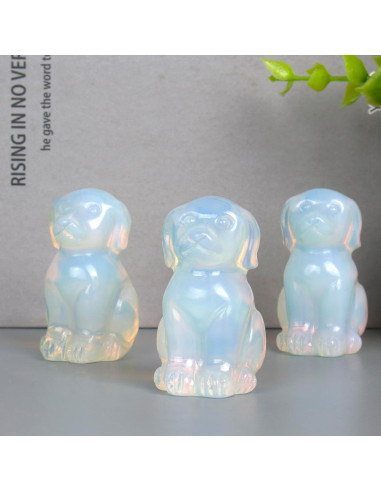 Escultura de Perro de Cristal Opalite Ytbeoxk 5.08 cm Decorativa