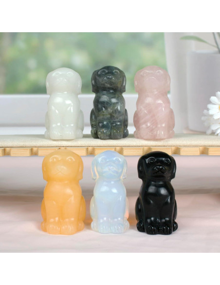 Escultura de Perro de Cristal Opalite Ytbeoxk 5.08 cm Decorativa