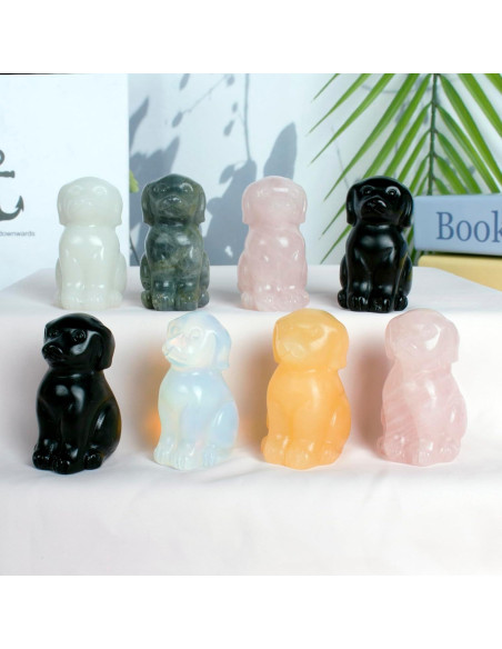 Escultura de Perro de Cristal Opalite Ytbeoxk 5.08 cm Decorativa