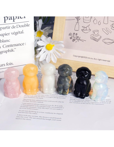 Escultura de Perro de Cristal Opalite Ytbeoxk 5.08 cm Decorativa