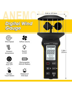 Anemómetro Digital INFURIDER 5000G Portátil Impermeable 2