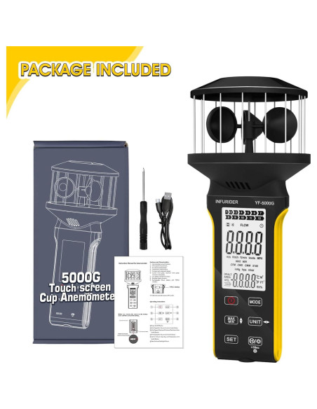 Anemómetro Digital INFURIDER 5000G Portátil Impermeable